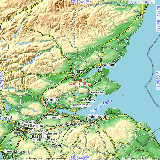 Topographic map of Abernethy