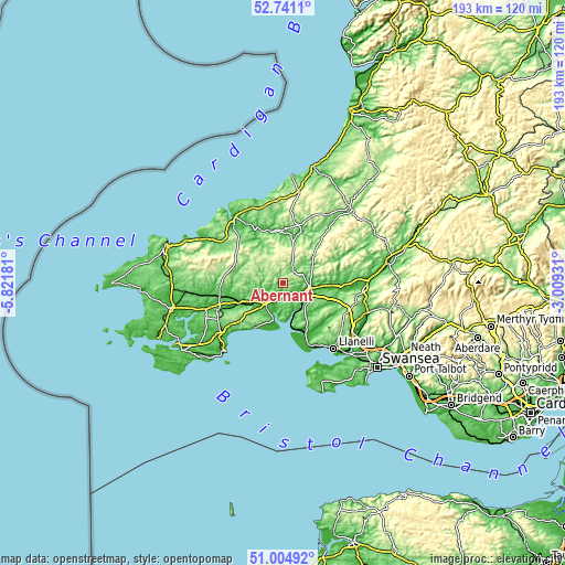 Topographic map of Abernant