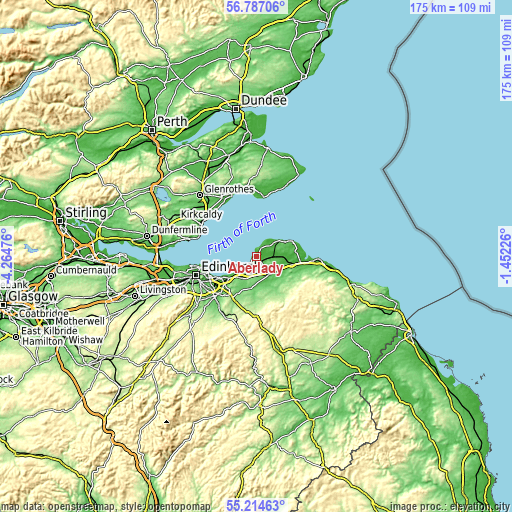 Topographic map of Aberlady