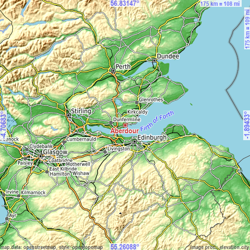 Topographic map of Aberdour