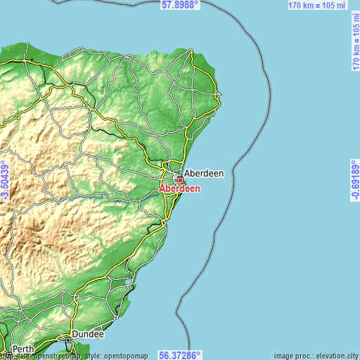 Topographic map of Aberdeen