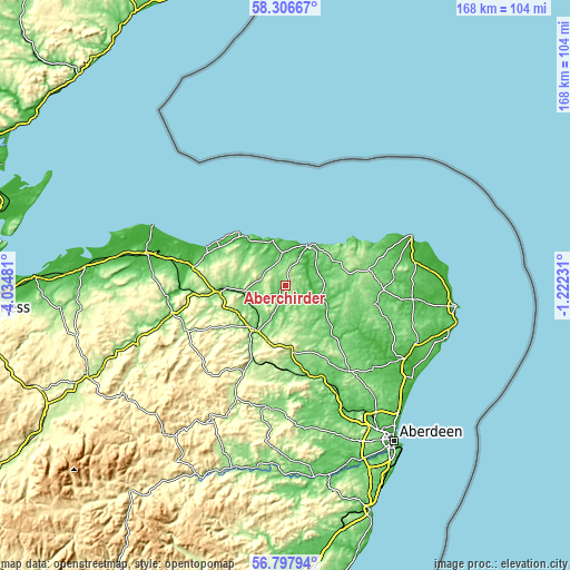 Topographic map of Aberchirder