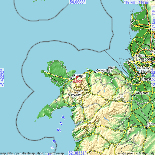 Topographic map of Aber