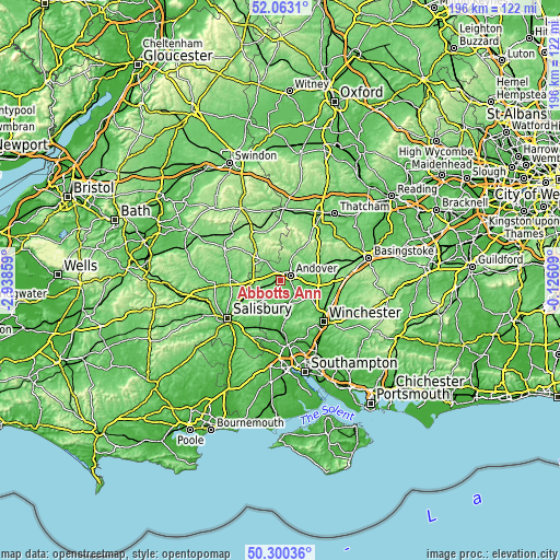 Topographic map of Abbotts Ann