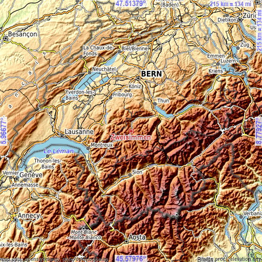 Topographic map of Zweisimmen