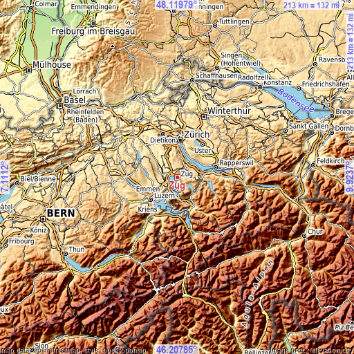 Topographic map of Zug