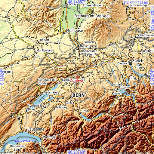 Topographic map of Zuchwil