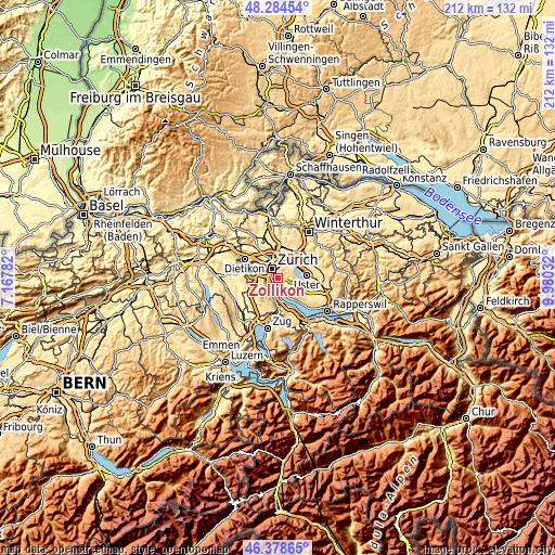 Topographic map of Zollikon