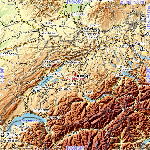 Topographic map of Zollikofen