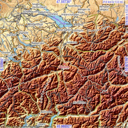 Topographic map of Zizers