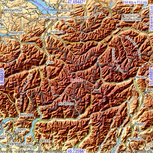 Topographic map of Zernez