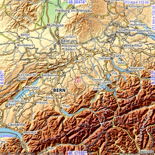 Topographic map of Zell