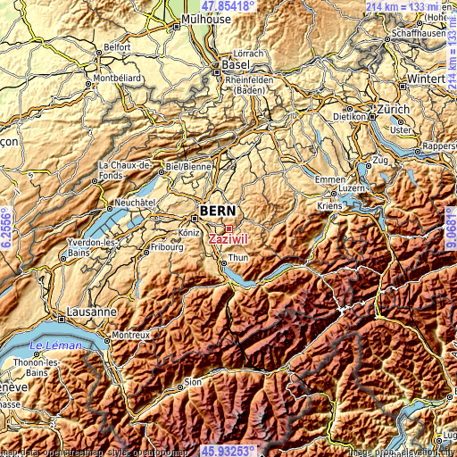 Topographic map of Zäziwil