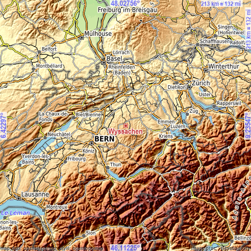 Topographic map of Wyssachen