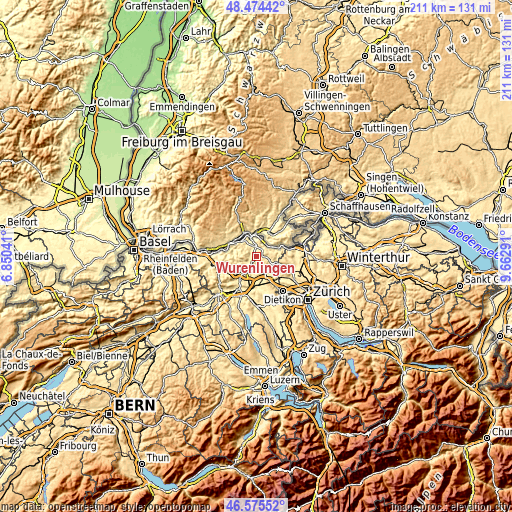 Topographic map of Würenlingen