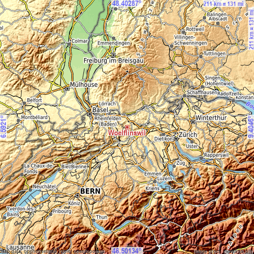 Topographic map of Wölflinswil