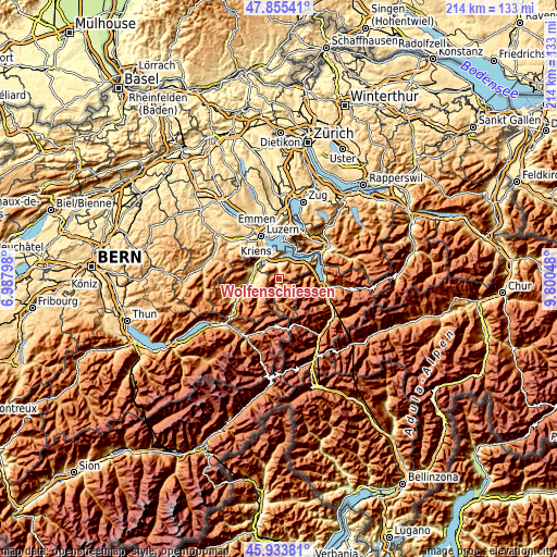 Topographic map of Wolfenschiessen