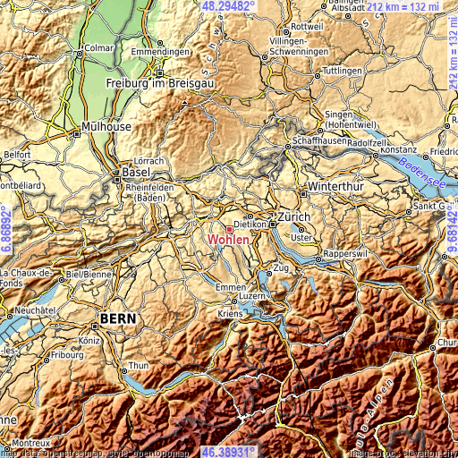 Topographic map of Wohlen