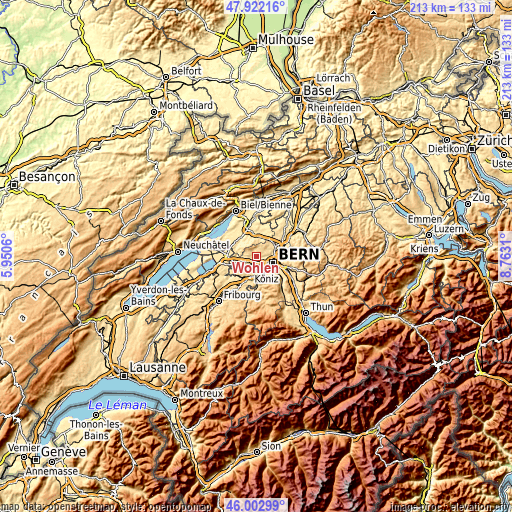 Topographic map of Wohlen