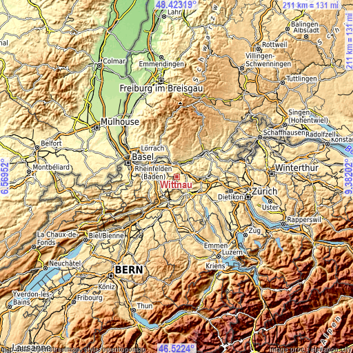 Topographic map of Wittnau