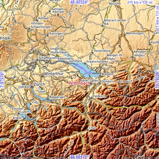 Topographic map of Wittenbach