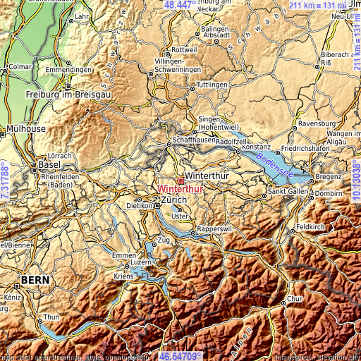 Topographic map of Winterthur