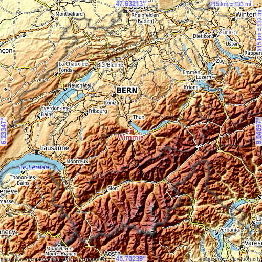 Topographic map of Wimmis