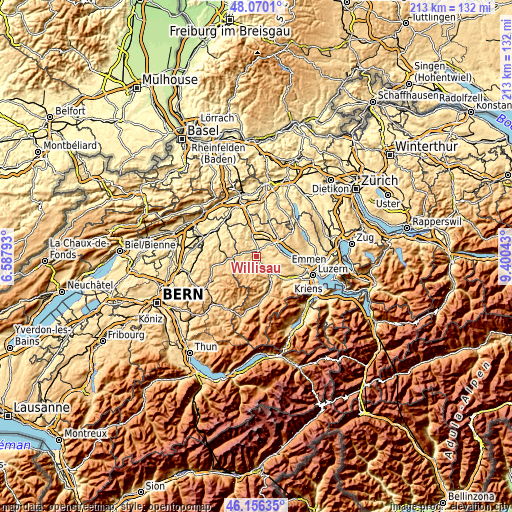 Topographic map of Willisau