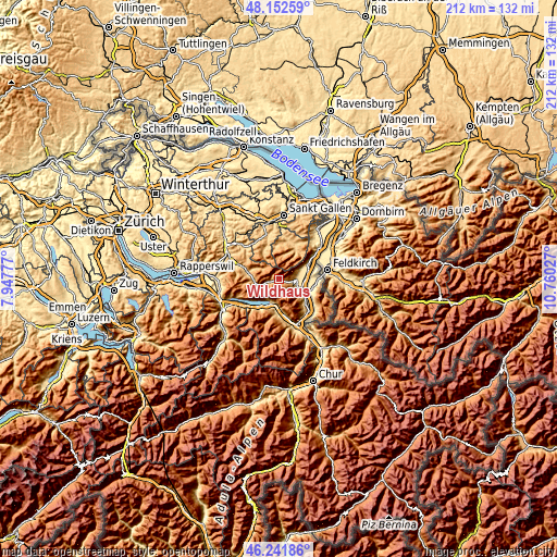 Topographic map of Wildhaus
