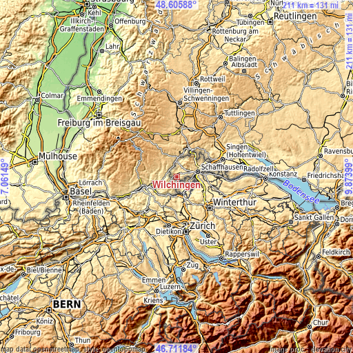 Topographic map of Wilchingen