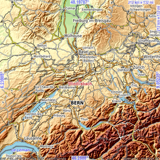 Topographic map of Wiedlisbach