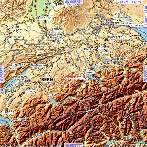 Topographic map of Werthenstein