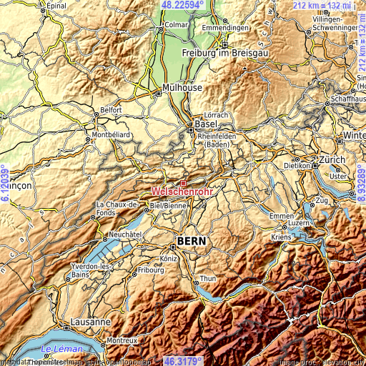 Topographic map of Welschenrohr