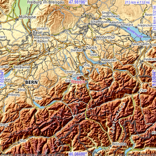 Topographic map of Weggis