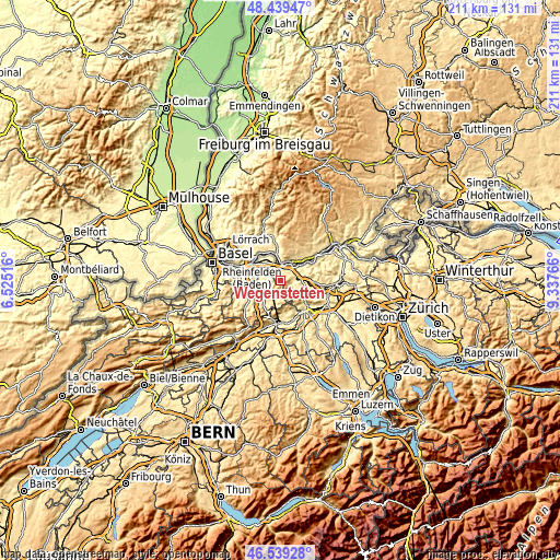 Topographic map of Wegenstetten