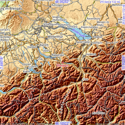 Topographic map of Weesen