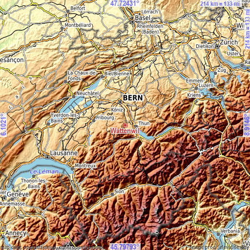 Topographic map of Wattenwil