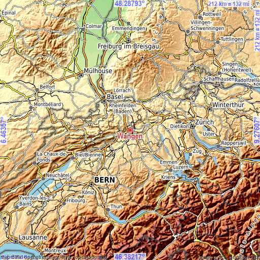 Topographic map of Wangen