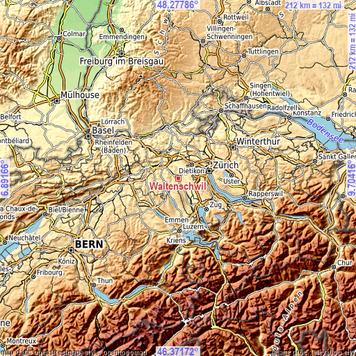 Topographic map of Waltenschwil