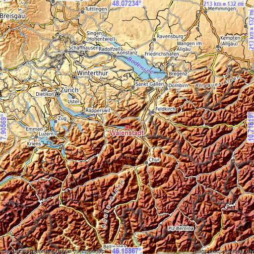 Topographic map of Walenstadt