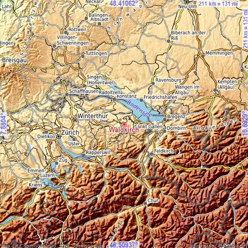 Topographic map of Waldkirch