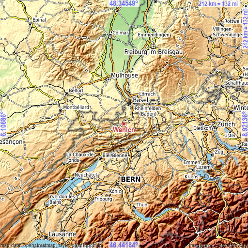 Topographic map of Wahlen