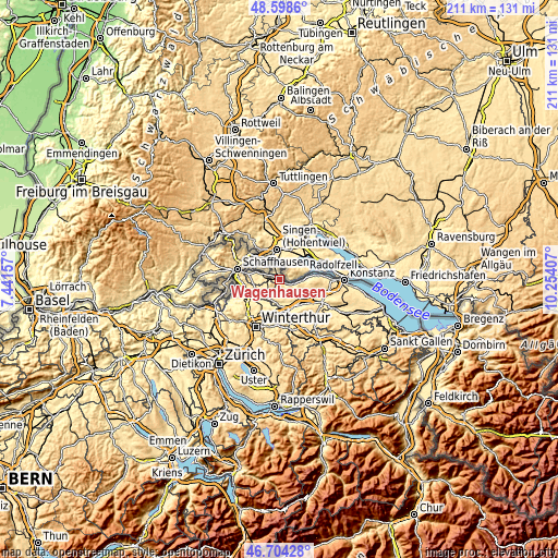 Topographic map of Wagenhausen