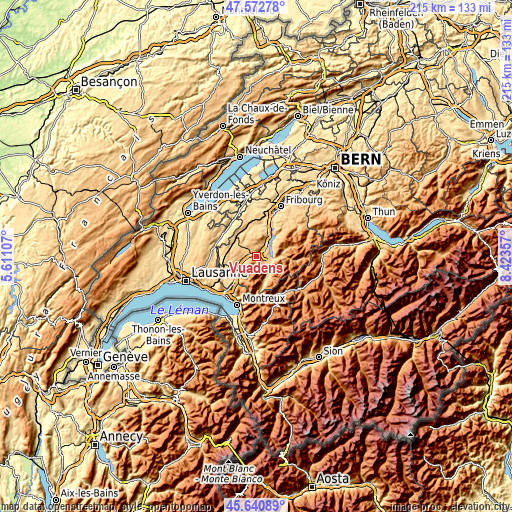 Topographic map of Vuadens