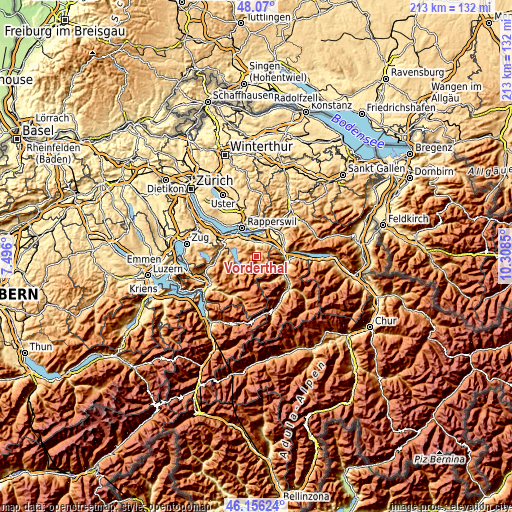 Topographic map of Vorderthal