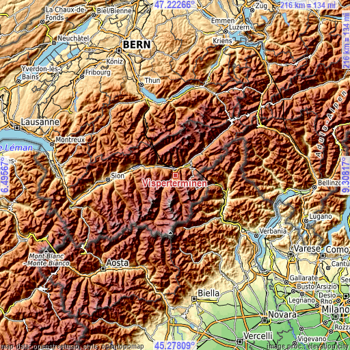 Topographic map of Visperterminen