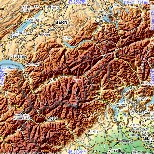 Topographic map of Visp