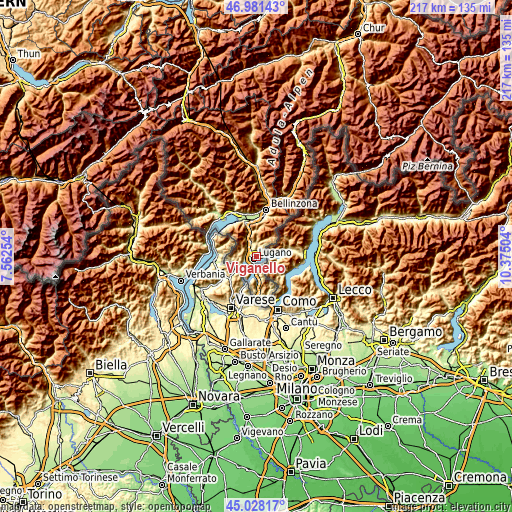 Topographic map of Viganello