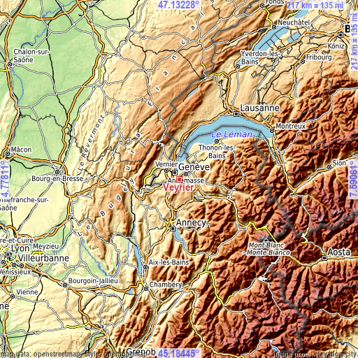 Topographic map of Veyrier