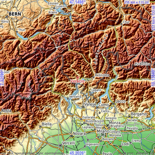 Topographic map of Verscio